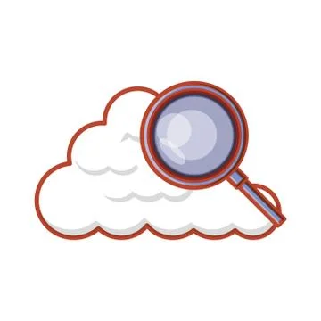 Cloud computing server with magnifying glass 스톡 일러스트