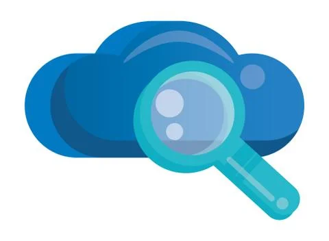 Cloud computing server with magnifying glass イラスト素材