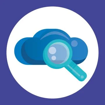 Cloud computing server with magnifying glass イラスト素材