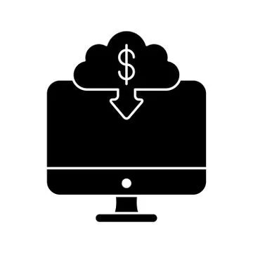 Cloud computing server with money symbol and desktop Stock Illustration