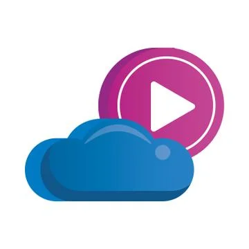 Cloud computing server with play button Ilustração Stock