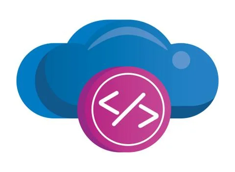 Cloud computing server with program button Stock Illustration