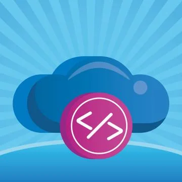 Cloud computing server with program button Stock Illustration