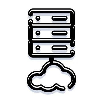 Cloud computing server rack connecting to data storage Illustrazione stock