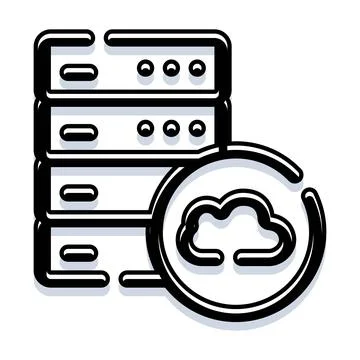 Cloud computing server rack with network data storage Stock Illustration