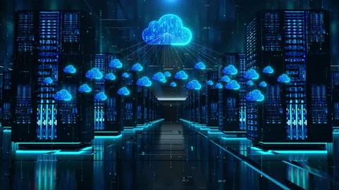 Cloud computing server room and data processing Stock Footage 232908370
