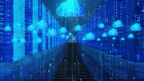 Cloud computing server room data network information transmission Stock Footage 167984383