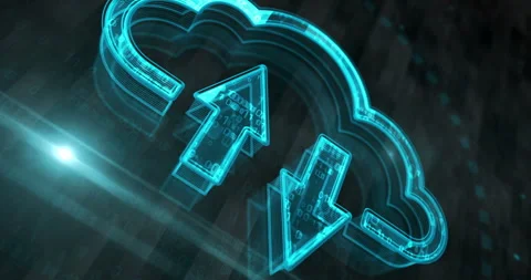 Cloud computing server storage symbol 3d digital concept loop Stock Footage 271741562