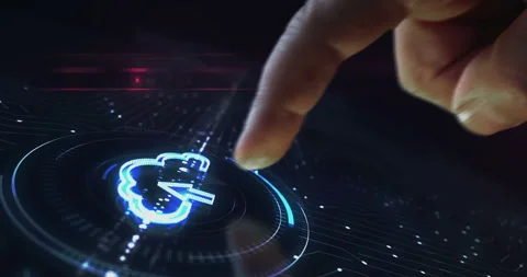 Cloud computing server storage symbol digital 3d finger touch Stock Footage 272218552