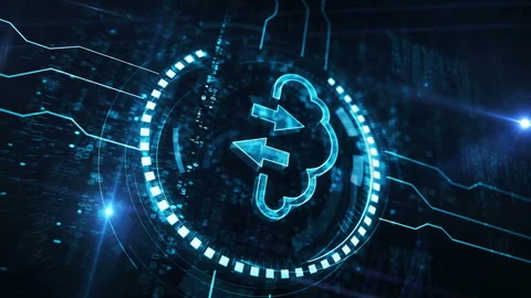 Cloud computing server storage symbol digital concept vertical loop Video stock 272425402