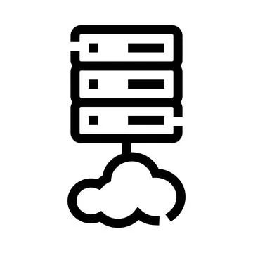 Cloud computing server storing and processing data icon Stock Illustration