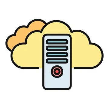 Cloud computing server storing digital data network Stock Illustration