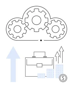 Cloud Computing Service, Business Growth, and Financial Success Concept Stock Illustration
