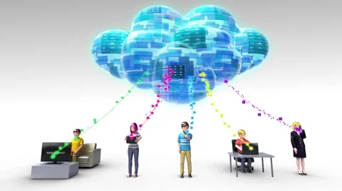 Cloud computing service connected people for using mobile device and PC Video stock 59189248