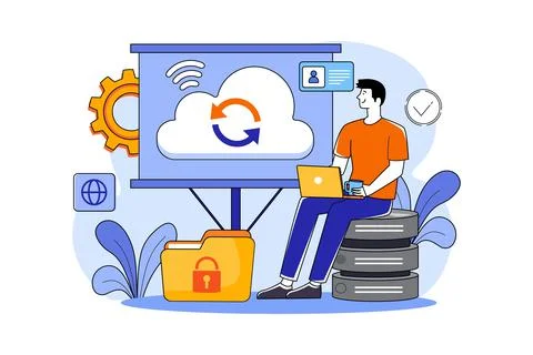 Cloud computing service Illustration concept on white background Stockillustratie