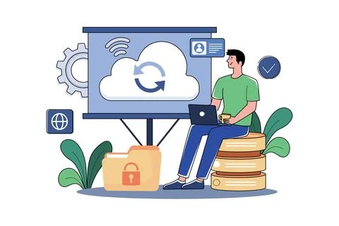 Cloud computing service Illustration concept on white background Stock Illustration