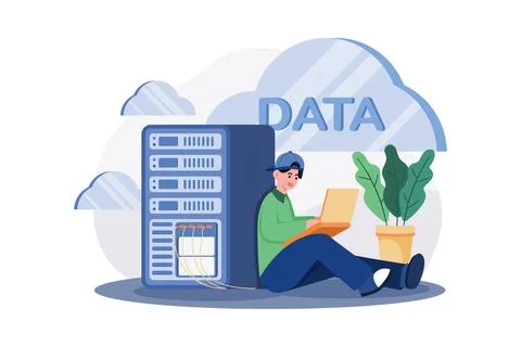 Cloud computing service Illustration concept on white background Stock Illustration