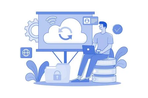 Cloud computing service Illustration concept on white background Illustrazione stock