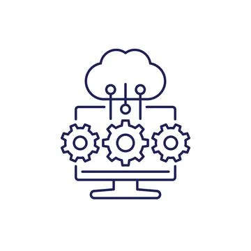 Cloud computing service line icon 스톡 일러스트