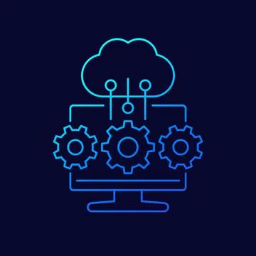 Cloud computing service line vector icon Illustrazione stock