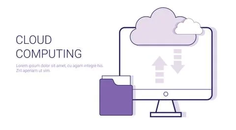 Cloud Computing Service Online Database Business Concept Template Web Banner Stock Illustration