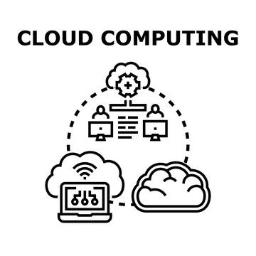 Cloud computing service transforming digital infrastructure technology Stock Illustration