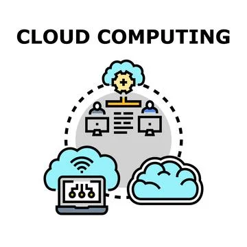 Cloud computing service transforming digital infrastructure technology Stock Illustration