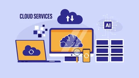 Cloud Computing Services and Artificial Intelligence Data Storage cartoon a.. Video stock 337954742