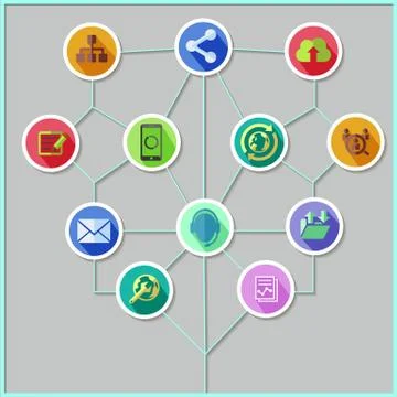 Cloud computing services and data sharing concept 库存插图