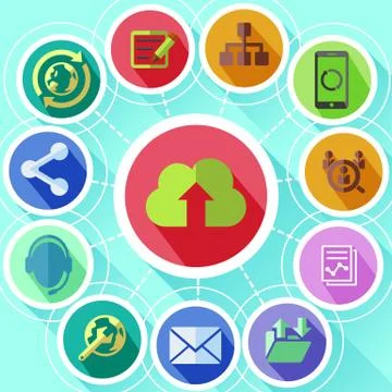 Cloud computing services and data sharing concept 库存插图