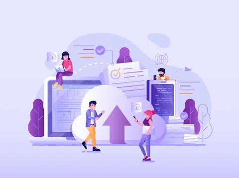 Cloud Computing Services and Online Data Storage Stock Illustration