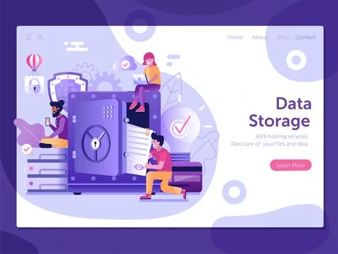 Cloud Computing Services and Online Data Storage Stock Illustration