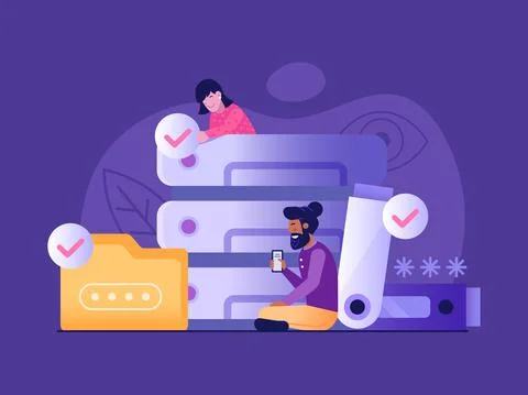 Cloud Computing Services and Online Data Storage Stock Illustration