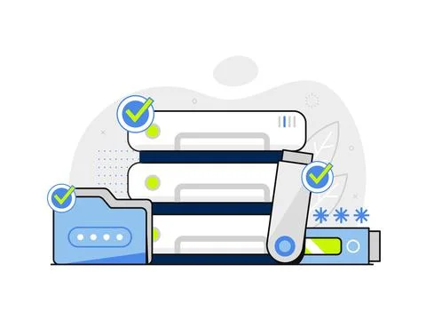 Cloud Computing Services and Online Data Storage Stock Illustration