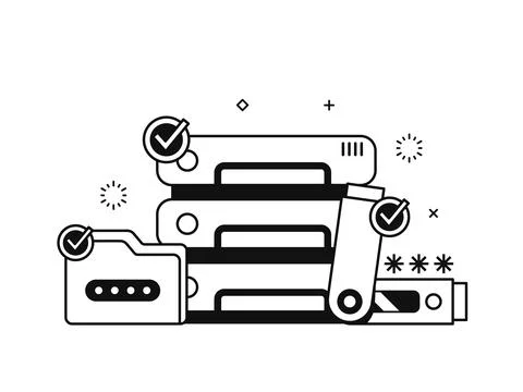 Cloud Computing Services and Online Data Storage Stock Illustration