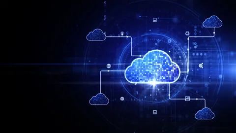 Cloud computing Services IOT Big Data Analysis Cybersecurity, Futuristic Stock-Footage 221158555
