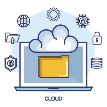 Cloud computing set flat icons Stock Illustration