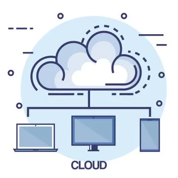 Cloud computing set flat icons Stockillustratie