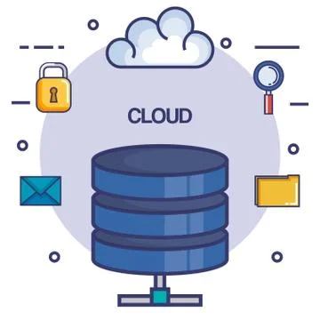 Cloud computing set flat icons Stockillustratie