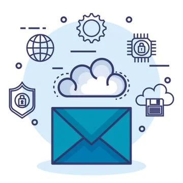 Cloud computing set flat icons イラスト素材