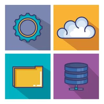 Cloud computing set flat icons イラスト素材
