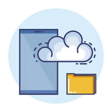 Cloud computing set flat icons Stock Illustration