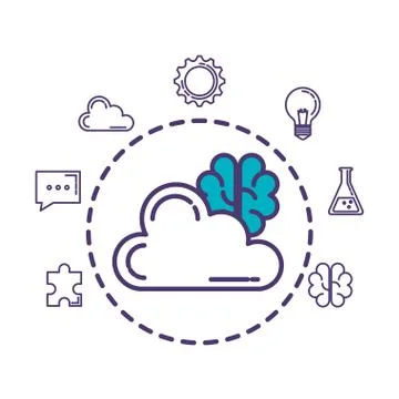 Cloud computing with set icons Stock-Illustration