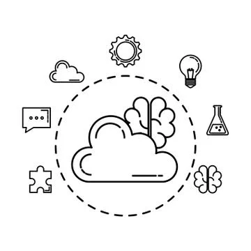 Cloud computing with set icons Stock-Illustration