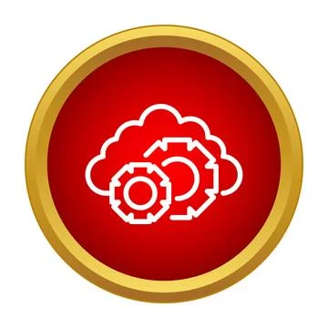 Cloud computing setting up services icon in red circle Stock Illustration