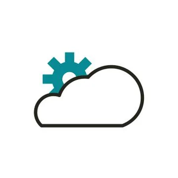 Cloud computing setting web development icon line and fill Stock Illustration