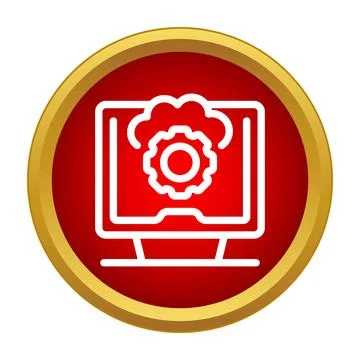 Cloud computing settings with cogwheel on monitor Illustrazione stock