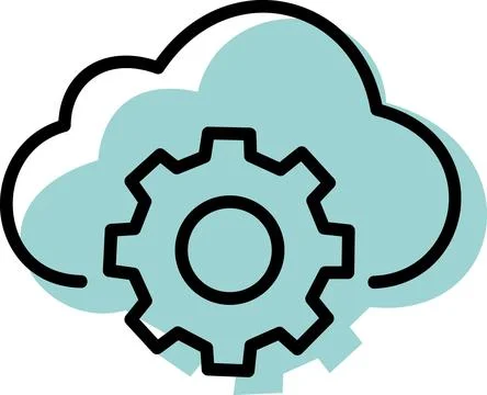 Cloud computing settings configuration gear icon Stock Illustration