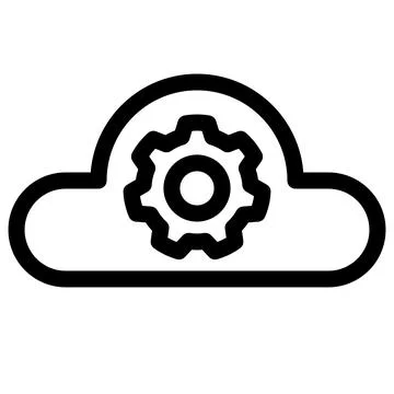 Cloud Computing Settings- Gear Icon- Data Management- Server Configuration Illustrazione stock
