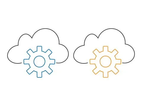 Cloud computing settings gear icon vector isolated on white background Stock Illustration